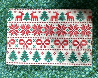 Fair Isle Sweater Print - Reindeer - Basic Gift Card Wallets - Christmas Stocking Stuffers - Business Card Holder - Ugly Sweater