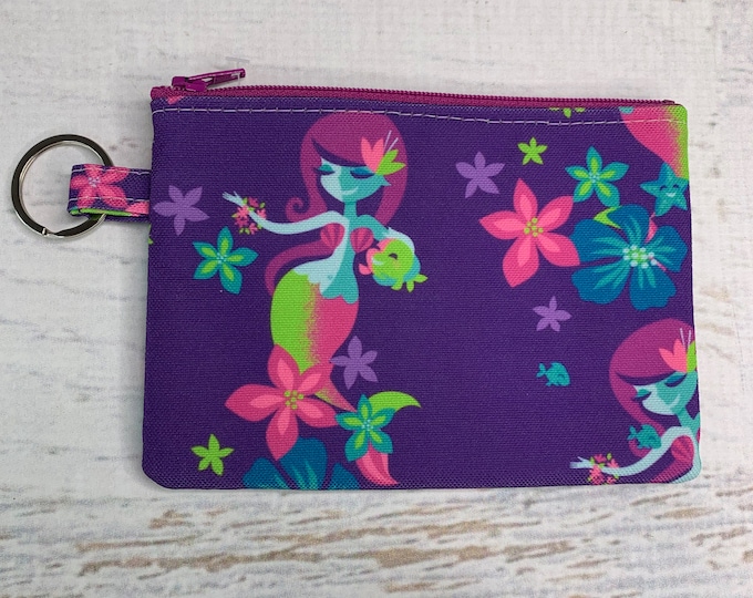 Jeff Granito Designs - Ohana Mermaid -  Canvas - Coin Purse - Keychain - Wallet - Key Fob - Key Ring - MCM - MidCentury Modern