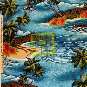 Hawaiian Fabrics - 29 - Hawaiiaanse eilanden - blauw - alohaprint - Trendtex Fabrics - katoenprint - bloemen
