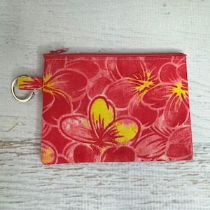 Hot Pink Plumeria - Baumwolle - Geldbörse - Schlüsselanhänger - Brieftasche - Schlüsselanhänger - Schlüsselring - Floral - Aloha Print - Hawaii-Print