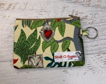 Frida's Garden - Cotton - Coin Purse - Keychain - Wallet - Key Fob - Key Ring