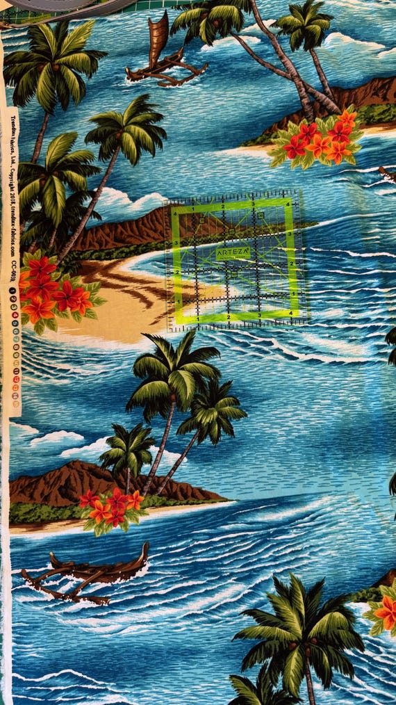 1点物⭕️お安く!◎Custom hawaiian fabric◎AR◎10 Hawaiian Fabrics - 29 - Hawaiian Islands - Blue - Aloha
