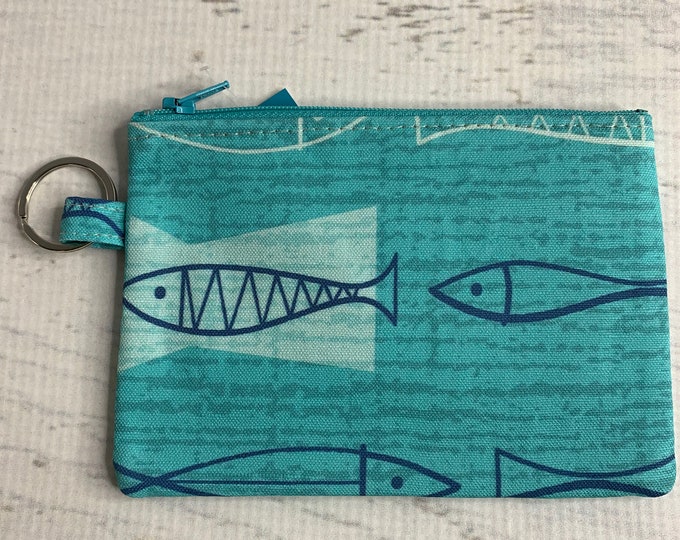 Scandia Fish - Cotton Canvas - Coin Purse - Keychain - Wallet - Key Fob - Key Ring - MCM - Midcentury Modern