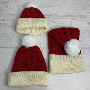 Knit Hat - Santa Hats - toque - beanie - stocking cap - adult - toddler - made with glittered yarn