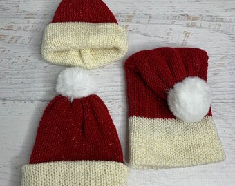 Knit Hat - Santa Hats - toque - beanie - stocking cap - adult - toddler - made with glittered yarn