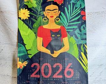 Frida & Cat - 2026 Tea Towel Calendar - Linen Cotton Canvas