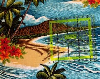 1点物⭕️お安く!◎Custom hawaiian fabric◎NR2◎9.7 Hawaiian Fabrics - 29 - Hawaiian Islands - Blue - Aloha