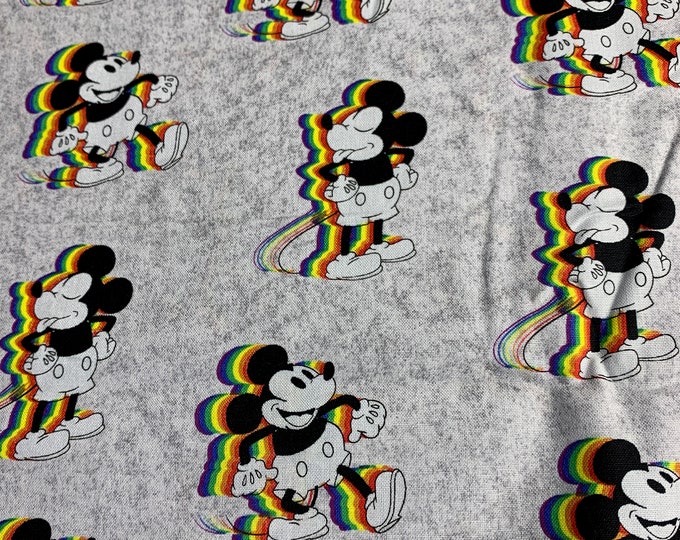 Springs Creative - Rainbow Mickey Mouse - Pride Collection 2021 -  Authentic Disney Licensed Fabric - Quilting Cotton  - Fabric by the yard