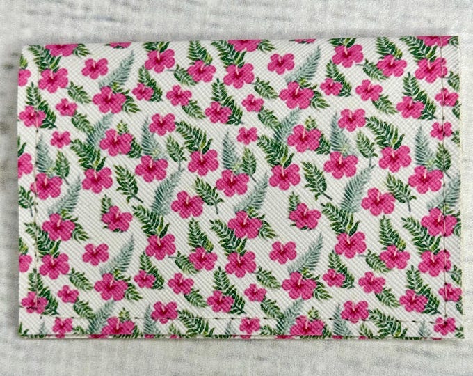 Pink Hibiscus Flowers - Basic Gift Card Wallets - Christmas Stocking Stuffers - Business Card Holder - Floral - Tropical - Tiki