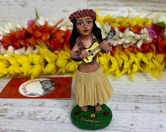 MINI Dashboard Hula Doll - Girl with Ukulele - Resin - Tiki Bar - New In Box