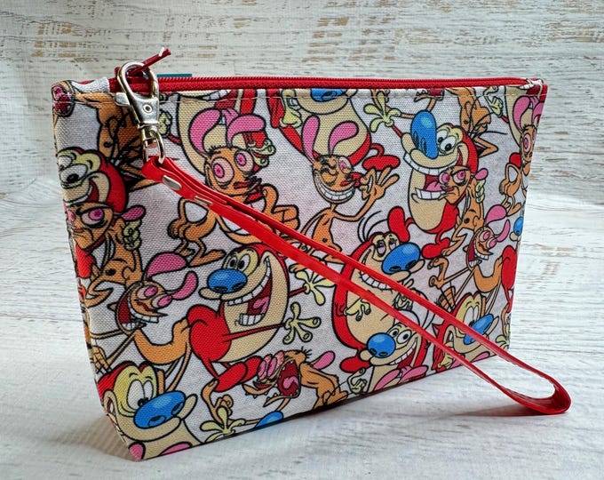 Cartoon Mayhem - Eco Canvas Zippered Clutch Pouch Wristlet