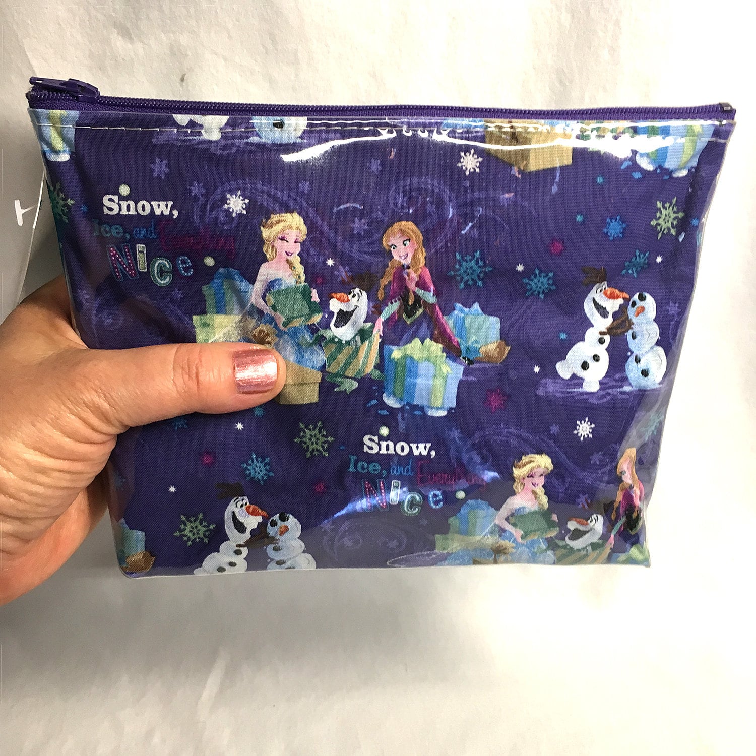 Make Up Bag Frozen Anna, Elsa, and Olaf Zipper Pouch