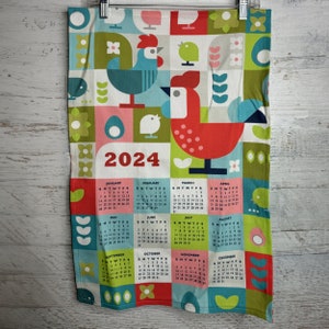 Vintage Kitchen - 2024 Calendar - Tea Towel - Bar Towel - Linen Cotton Canvas - Retro - Vintage Style