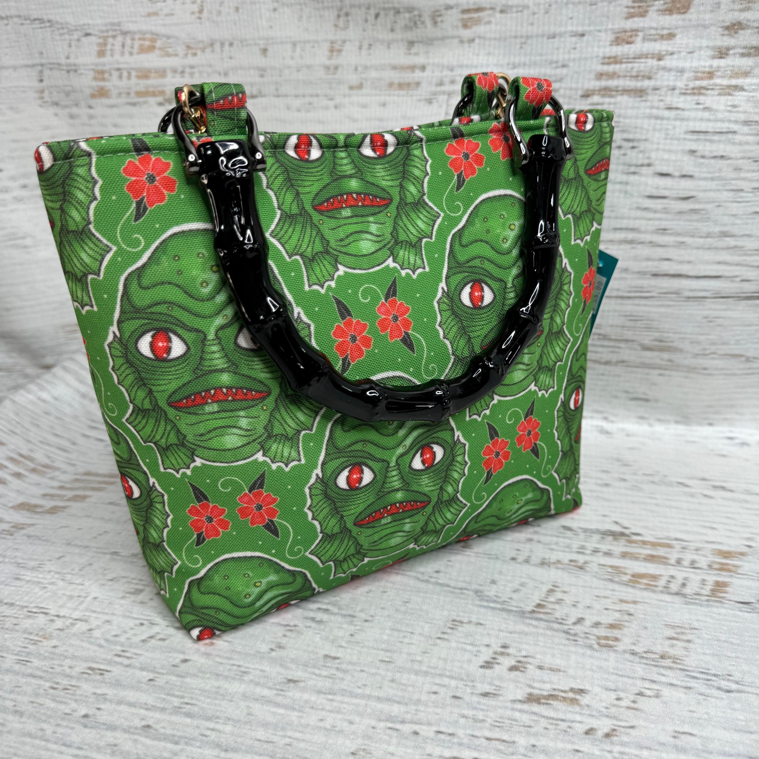 Sea Lagoon Creature Tote Bag Purse Handbag Crossbody Canvas Tiki MCM MidCentury 50s Movie Monsters Halloween Spooky