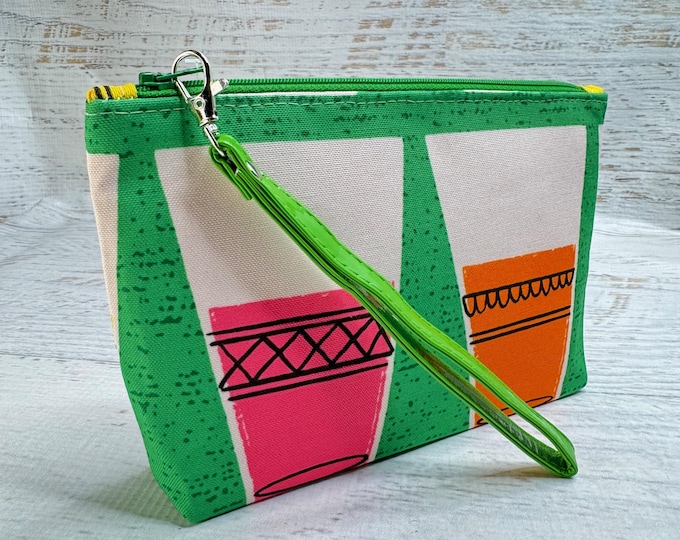 Drinking Glasses - Eco Canvas Zippered Clutch Pouch Wristlet
