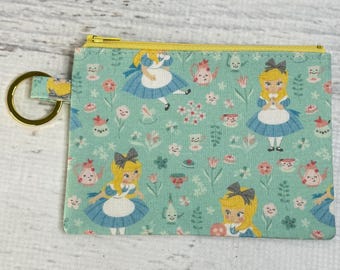 Alice In Wonderland - Cotton Coin Purse Fob Keychain Wallet