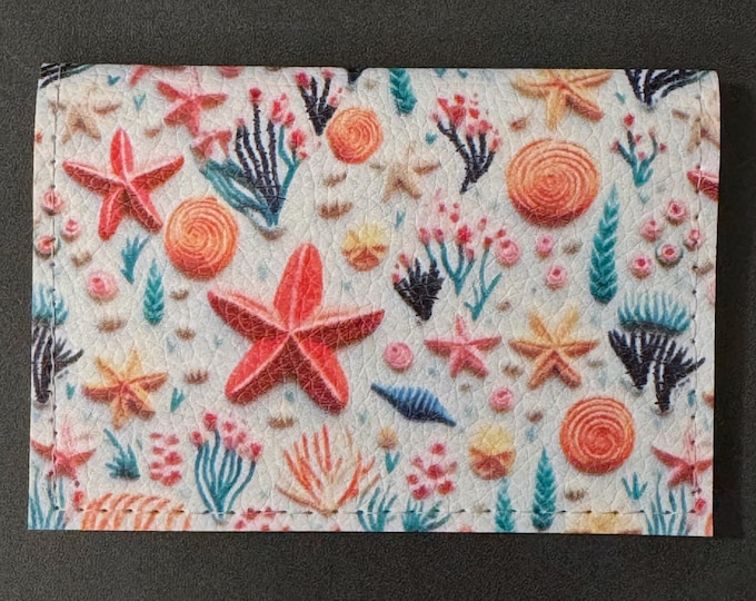 Ocean Floor - Starfish - Sea Stars - Basic Gift Card Wallets - Christmas Stocking Stuffers - Business Card Holder  - Birthday