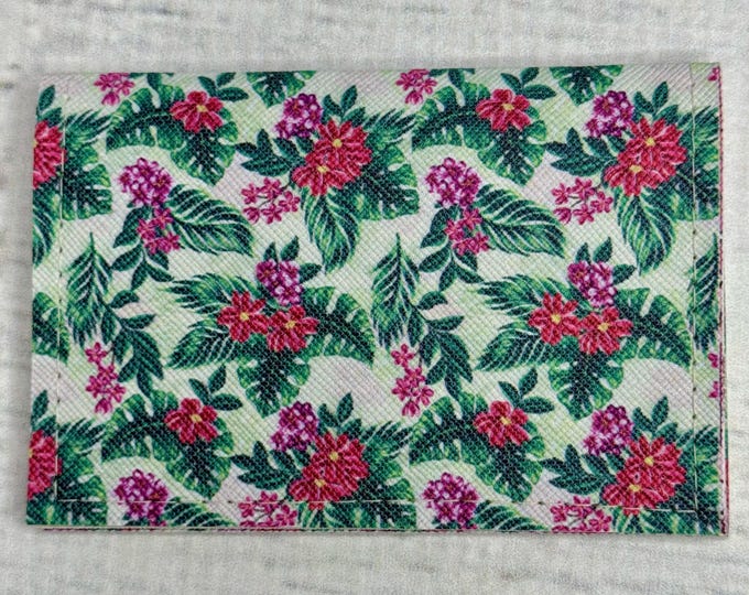Pink Plumeria - Monstera - Basic Gift Card Wallets - Christmas Stocking Stuffers - Business Card Holder - Floral - Tropical - Tiki