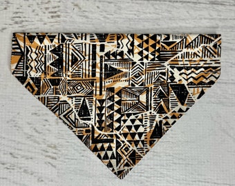 Brown Tapa Cloth - Dog Cat Pet Bandana - Over the Collar - Tropical - Aloha Print - Sizes XS through XL - Dog Accessories - Neckwear