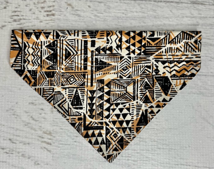 Brown Tapa Cloth - Dog Cat Pet Bandana - Over the Collar - Tropical - Aloha Print - Sizes XS through XL - Dog Accessories - Neckwear