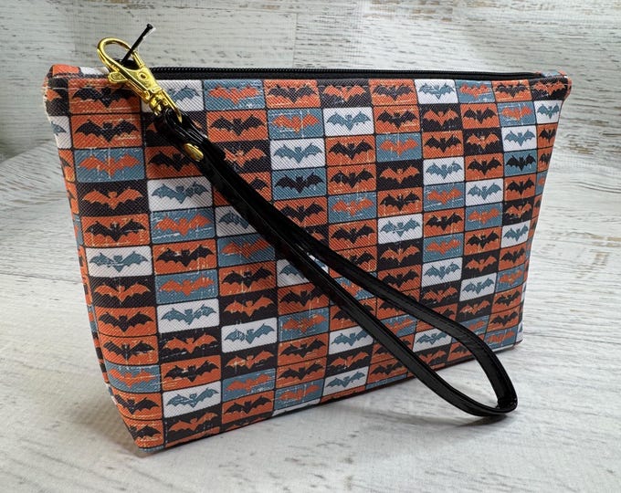 Bats - Halloween - Vinyl Fabric - Clutch - Zipper Pouch - Wristlet - Travel Bag - Nightclub - Beach Bag - Vampire - Super Hero - Goth
