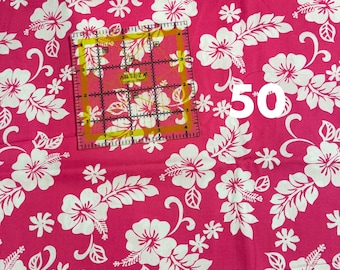 Hawaiian Fabrics - 50 - Hawaiian Hibiscus Flowers - Magenta Pink - Aloha Print - Trans-Pacific Fabrics - Cotton Print - Floral - Tropical