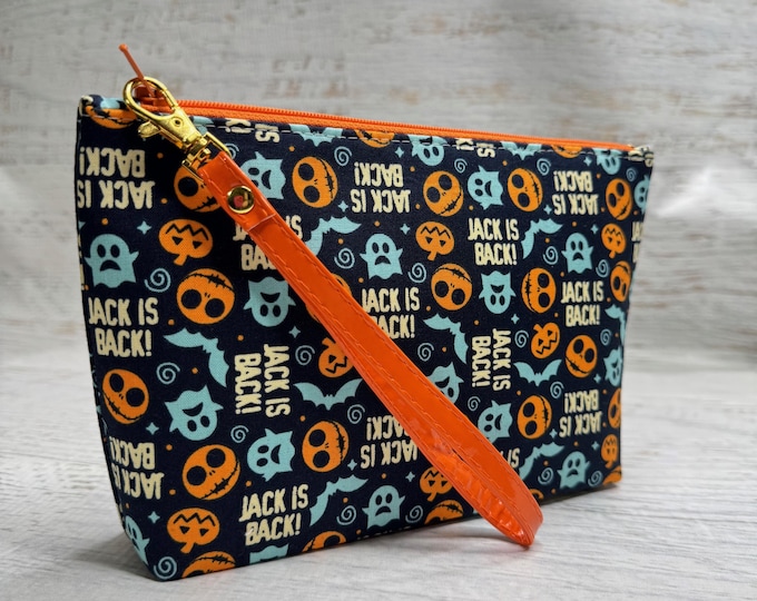 Disney® Nightmare Before Christmas Jack Is Back Color - Cotton Woven Zippered Clutch Pouch Wristlet