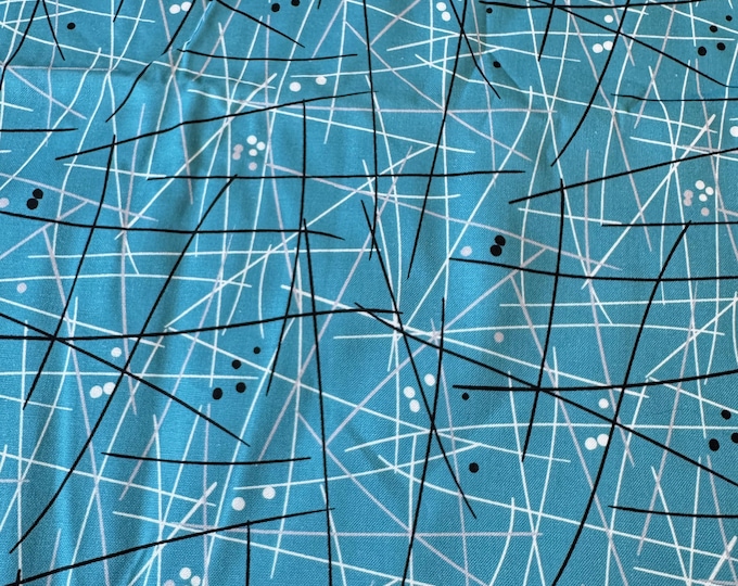 Remnant Fabric - Michael Miller Swizzle Stick Blue Cotton Woven