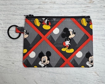 Mickey Mouse - Tile- Disney® Officially Licensed Fabric - Cotton Woven Coin Purse Keychain Fob Wallet