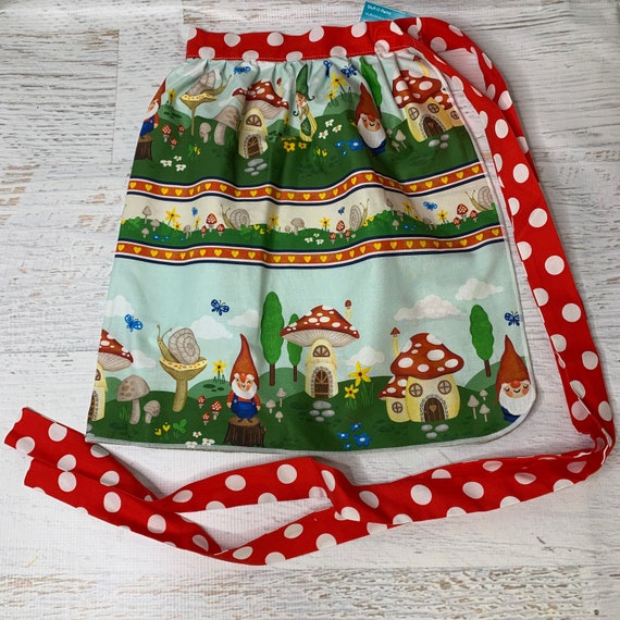 Garden Gnomes New Version | Half Apron | Vintage Pin Up Skirt Style | Size Inclusive | One Size Fits All from XS to 4X | Gnome Costume