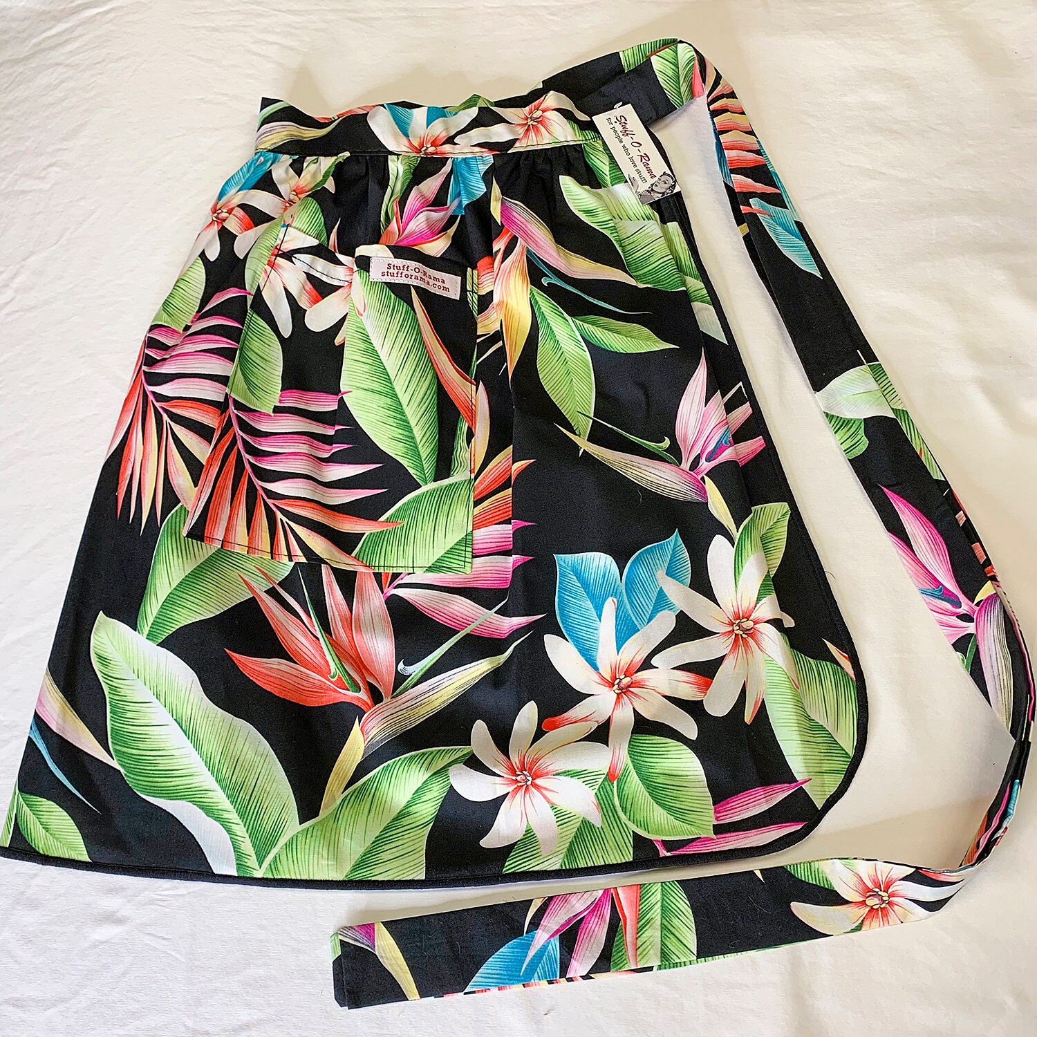 Tropical Flowers - Black Bird of Paradise Helaconia - Half Apron ...