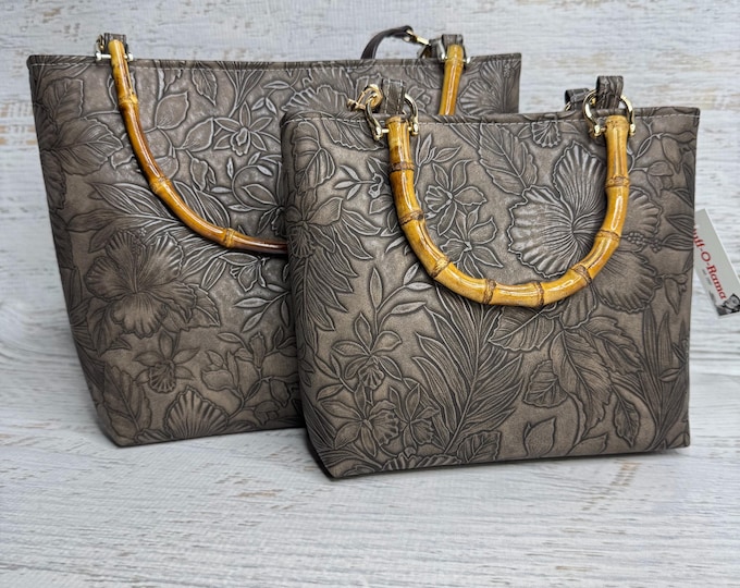 Paniola Coco - Hawaiian Print - Tote Bag - Purse - Handbag - Crossbody - Embossed Tropical Flowers Vinyl - Tiki - MCM - Tropical