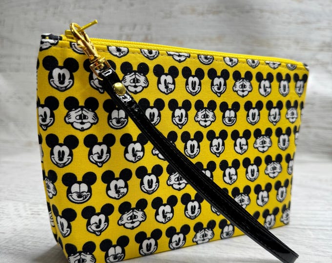 Disney® Mickey Mouse Faces - Cotton Woven Zippered Clutch Pouch Wristlet