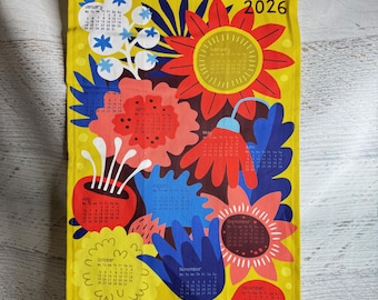 Colorful Flowers - 2026 Tea Towel Calendar - Linen Cotton Canvas