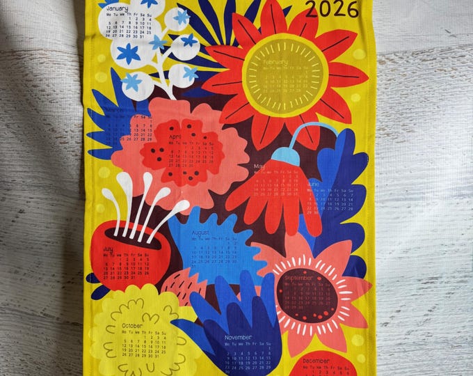 Colorful Flowers - 2026 Tea Towel Calendar - Linen Cotton Canvas