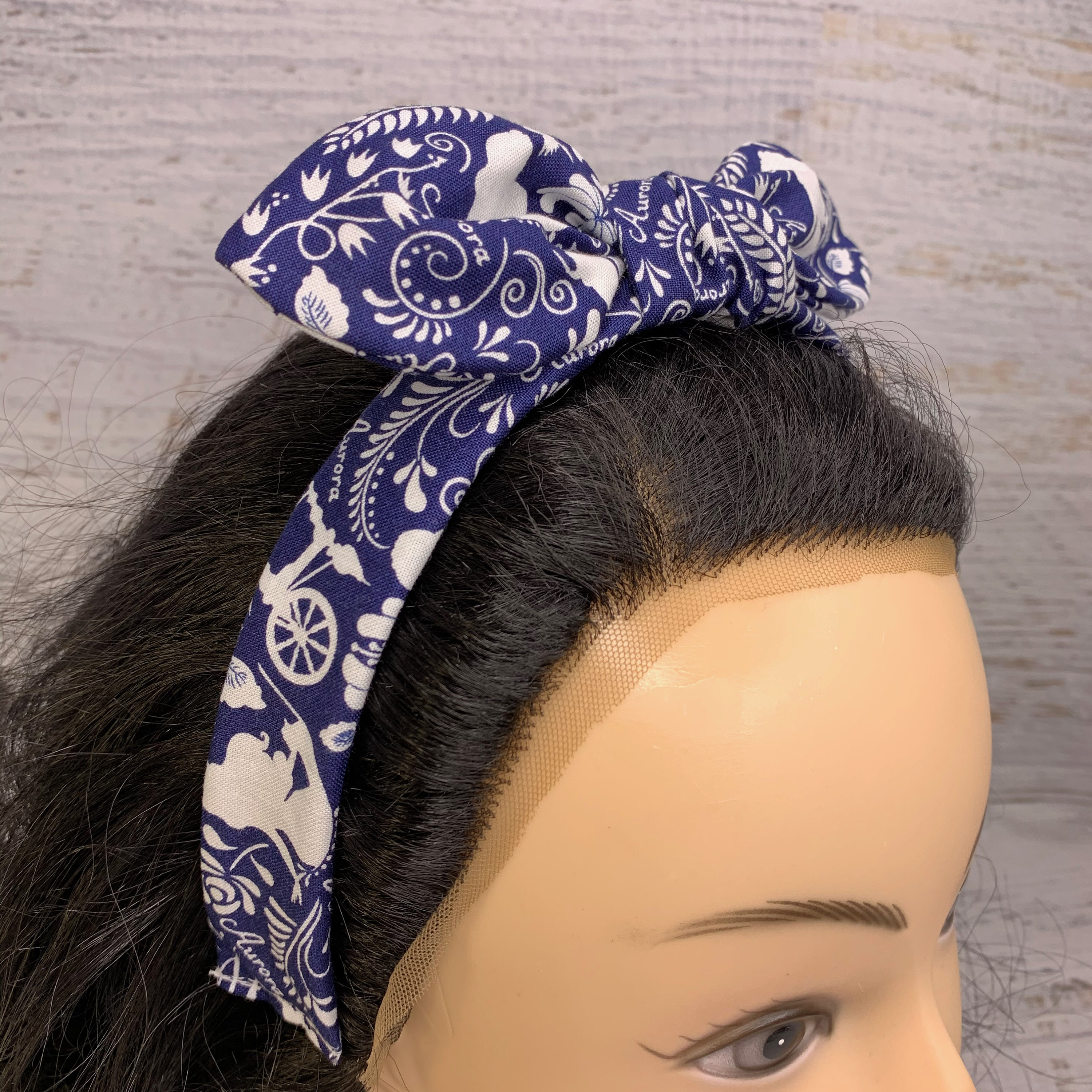 Sleeping Beauty - Aurora Toile - Pin Up Style Tie Knot Headband Removable Bow - Hair Wrap - Cotton - Disney Officially Licensed Fabric Sleeping Beauty - Aurora Toile - Pin Up Style Tie Knot Headband Removable Bow - Hair Wrap - Cotton - Disney Officially Licensed Fabric