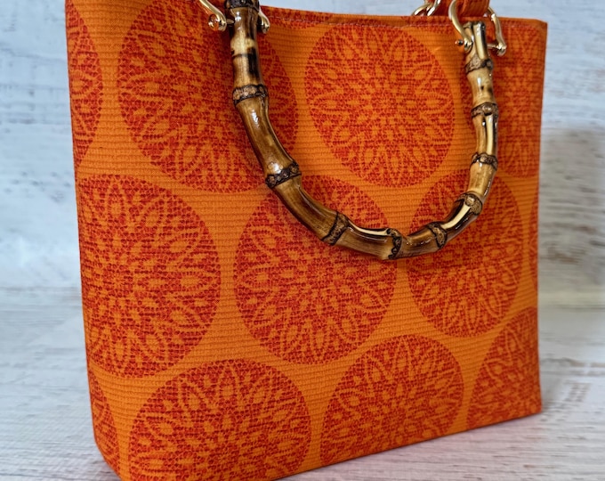 70s Sundial - SMALL Cotton Tote Bag with Bamboo Handles and Crossbody Strap