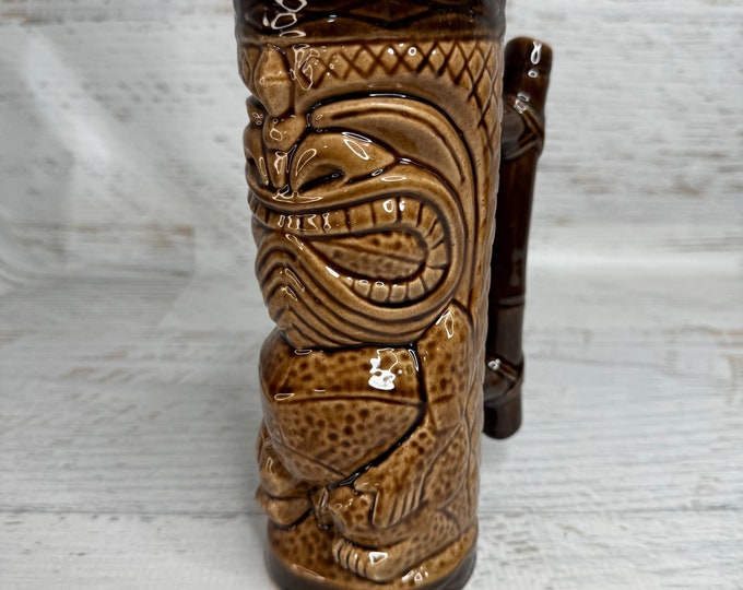 Vintage Tiki Mug - Tiki Farm - Giant Ku - Island Brown - 2001 - designed by Jimmy C - New - Handled Mug - Beer Stein style