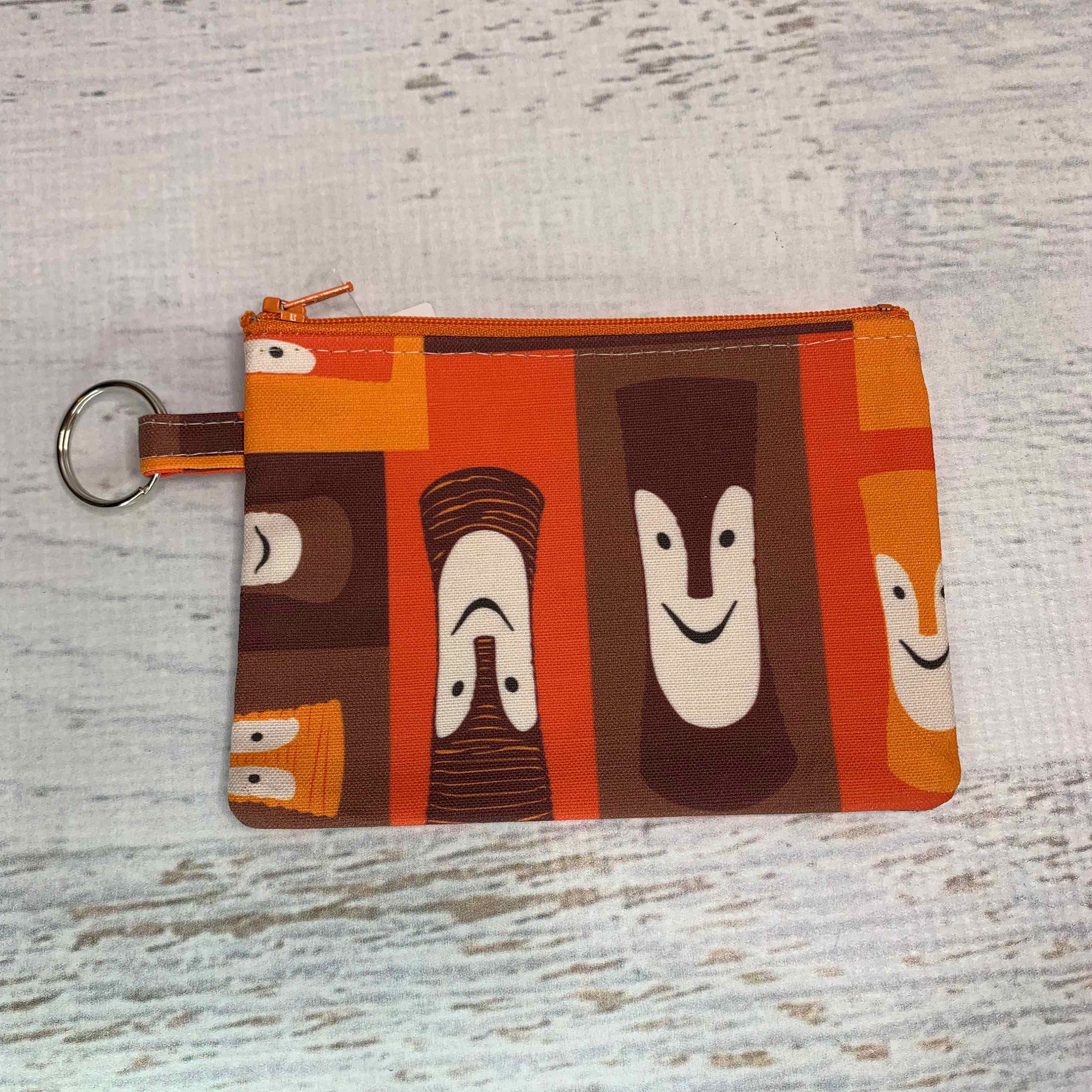 Tiki Beads - Cotton - Coin Purse - Keychain - Wallet - Key Fob - Key Ring -  Aloha Print - Hawaiian Print - Tapa