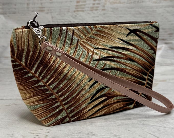 Golden Palms - Barkcloth - Hawaiian Aloha Print - Clutch - Zipper Pouch - Wristlet - Retro Hawaiian Print - Travel Bag - Nightclub