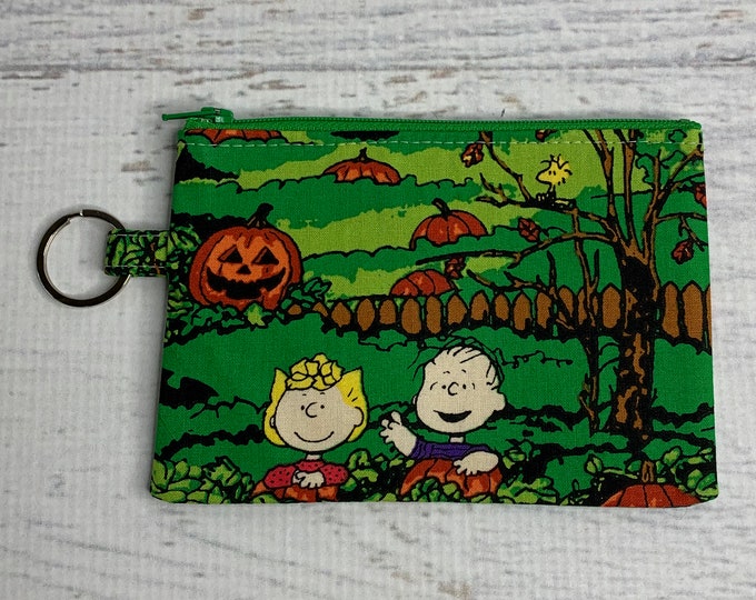 Great Pumpkin Charlie Brown - Cotton - Coin Purse - Keychain - Wallet - Key Fob - Key Ring - Made with © Peanuts Worldwide Licensed Fabric