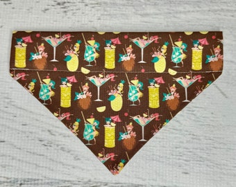 PinUps in Tiki Mugs - Dog Cat Pet Bandana - Over the Collar - Tropical - Aloha Print - Sizes XS through XL - Dog Accessories - Neckwear