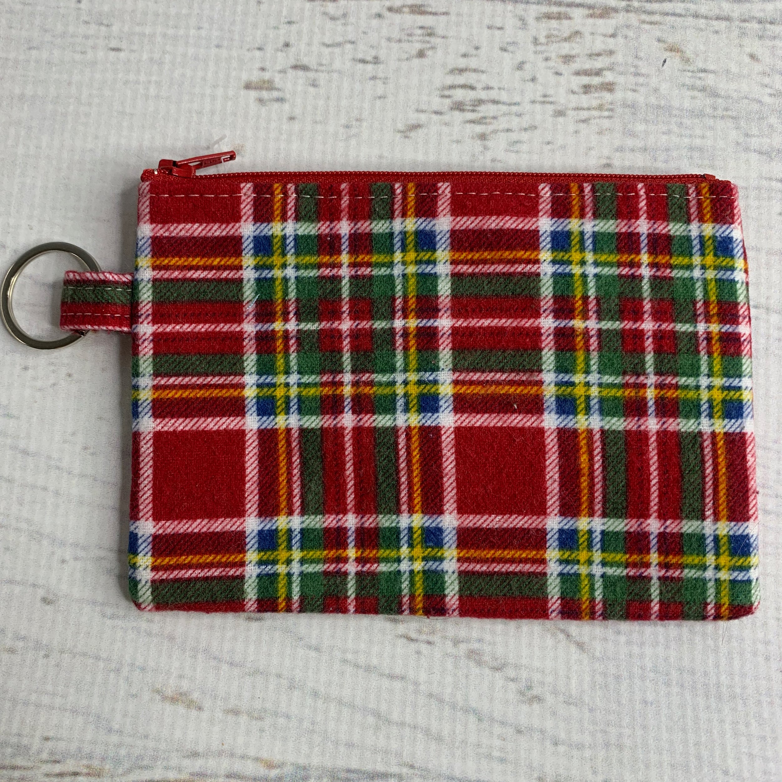 Christmas Plaid - Cotton FLANNEL - Coin Purse - Keychain - Wallet