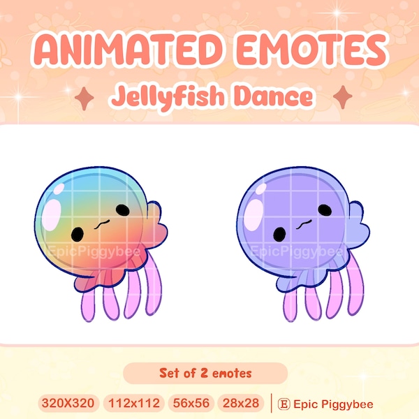 Jellyfish Dance Animated Emote for Twitch Discord Youtube | Funny Cute Kawaii Fish Party Rave Ocean Rainbow Stream Icon Twerk Booty Wiggle