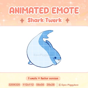 Shark Twerk Animated Emote for Twitch Discord Youtube | Booty Shake Fish Dance Rave Party Ocean Big Butt Bum Wiggle Funny Stream Alert Meme