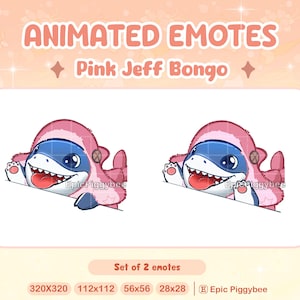 Pink Jeff the Shark Bongo Animated Emote for Twitch Discord | Jeff Emote | Cute Kawaii Shark Stream Rival Party Meme Funny Stream Alert Fish