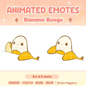 Geanimeerde emote bananenbongo voor Twitch Discord Youtube | Banaan-emote | Leuke kawaii fruitstroom bongocat meme grappige stroomwaarschuwing voedselkraan