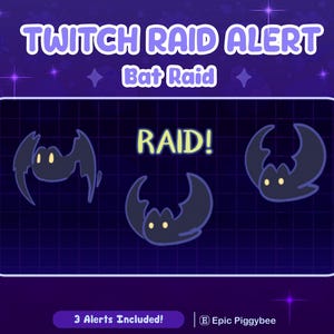 Bat Raid Alert for Twitch Streaming | Cute Bat flying Spin | Funny Stream Overlay Lo-fi Aesthetic Party Rave |  Kawaii Halloween Bat Vampire