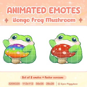Bongo Frog Mushroom geanimeerde emote voor Twitch Discord Youtube | Kawaii schattige groene kikkerdans | Rainbow Party Rave Stream Alert grappige meme