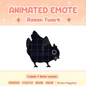 Emote animado de cuervo twerk para Twitch Discord / Lindo movimiento de trasero de cuervo kawaii / Meneo de trasero de pollo negro / Meme divertido de alerta de transmisión
